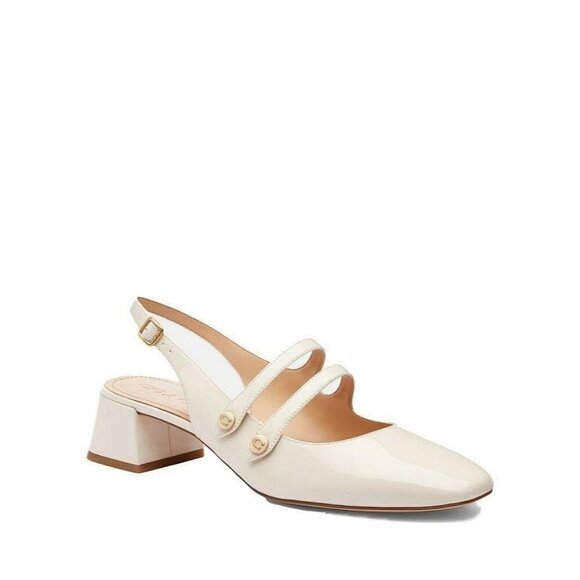 Coach Winley Mary Jane Slingback Pumps Women's Size 11 Chalk Patent Leather - Picture 2 of 6